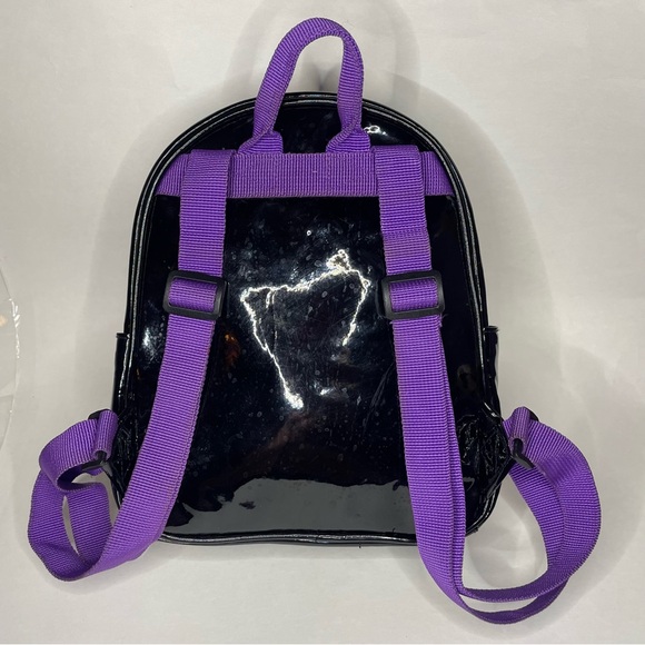 Bratz Mini Backpack Purse Black Patent Pink Lips Y2K Baddie Bratcore Goth Faux - Picture 6 of 9